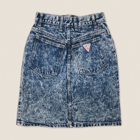 Guess Dresses & Skirts - Vintage 80s Guess Georges Marciano Acid Wash High Waisted Denim Skirt - Size 24